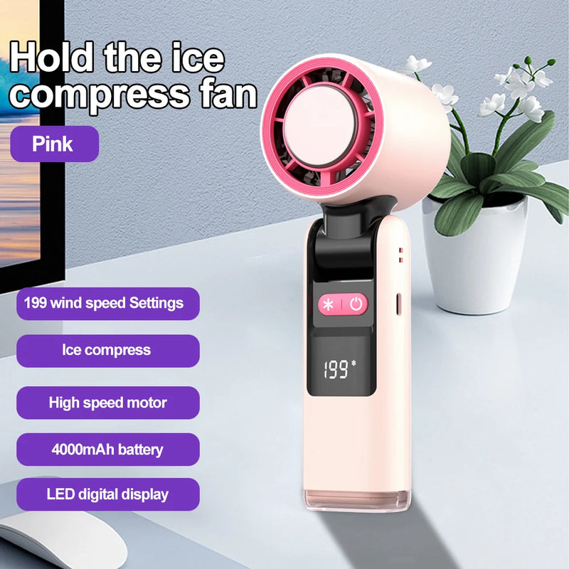 Foldable Mini Turbo Fan with Digital Display