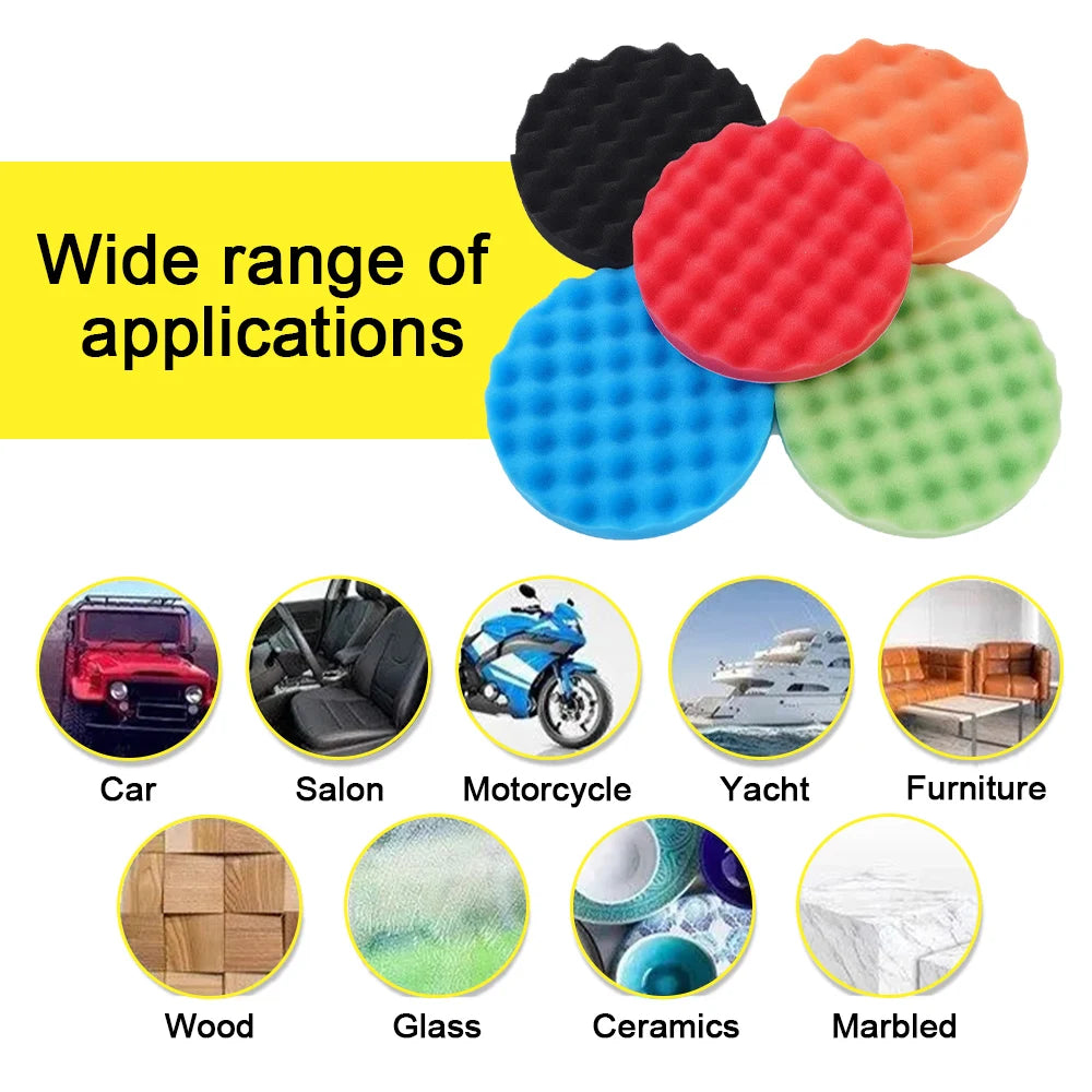 5-Piece Foam Waffle Polishing Pad Set for Car Detailing