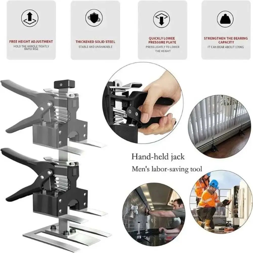 Hand-held jack used for precise tile leveling and installation tasks.
