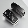 A black soft TPU car key cover for VW, Skoda, and Seat vehicles shown in a close-up view.