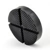 Black rubber jack pad with a cross-shaped design for car pinch welds