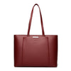 Genuine Leather Tote Bag with Multiple Pockets &amp; Zipper Closure