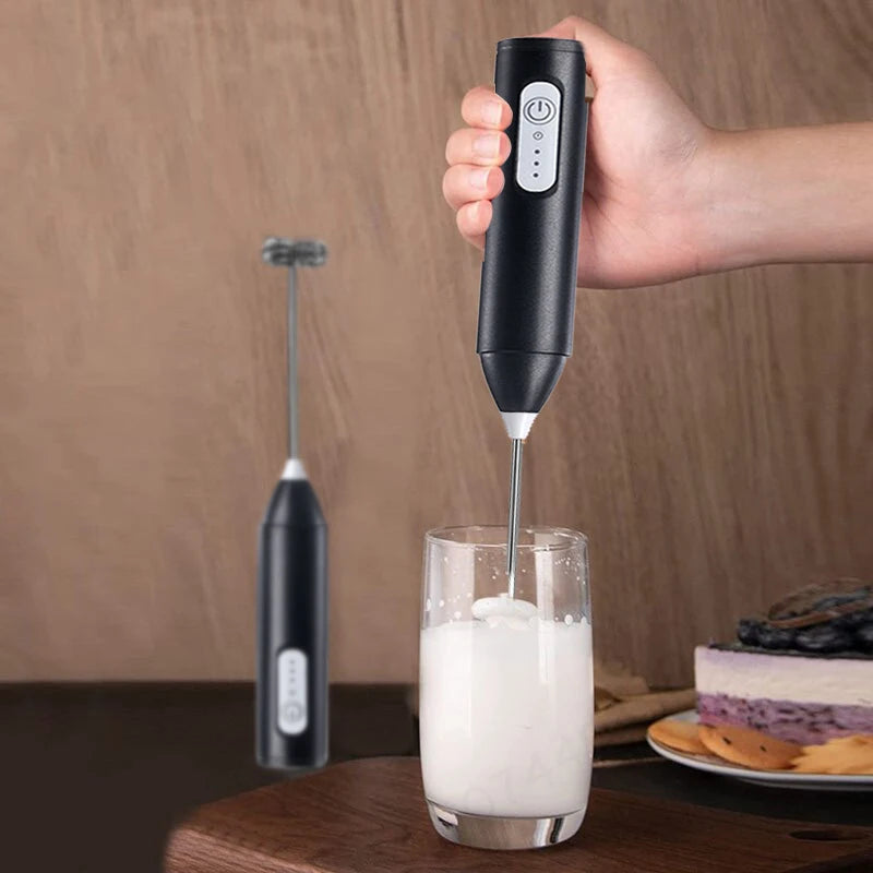 Wireless USB-C Milk Frother & Handheld Blender – Stainless Steel
