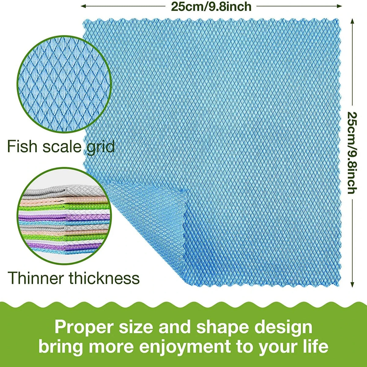 Microfiber Fish Scale Cleaning Cloths (5-Pack)