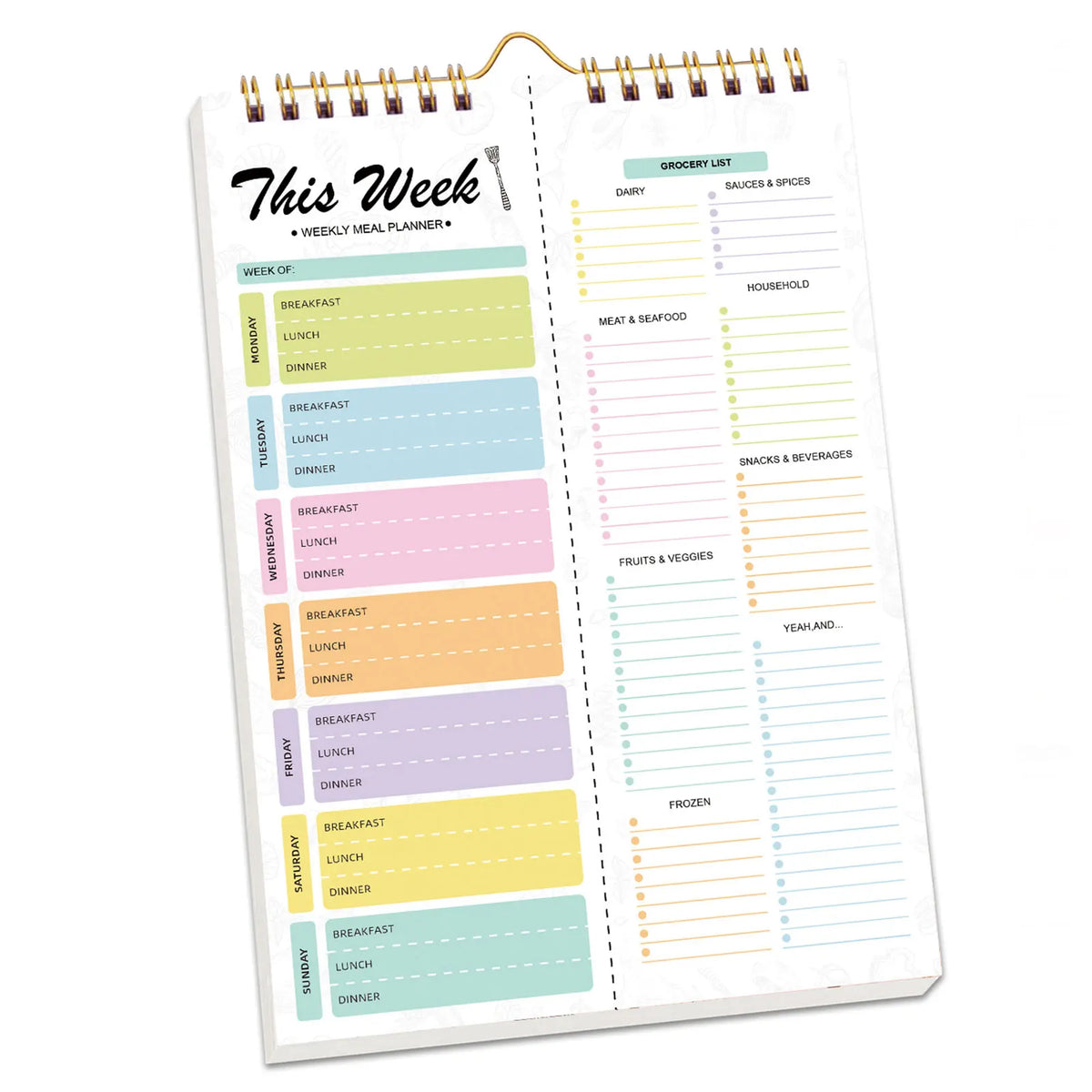 Weekly Meal Planner with Shopping List - 52 Tear-Off Sheets