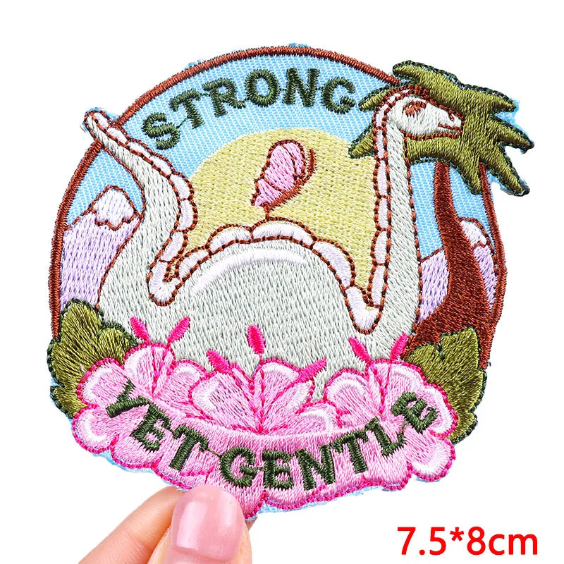 Encouraging Embroidered Iron-On Patches for Jackets, Jeans & Bags