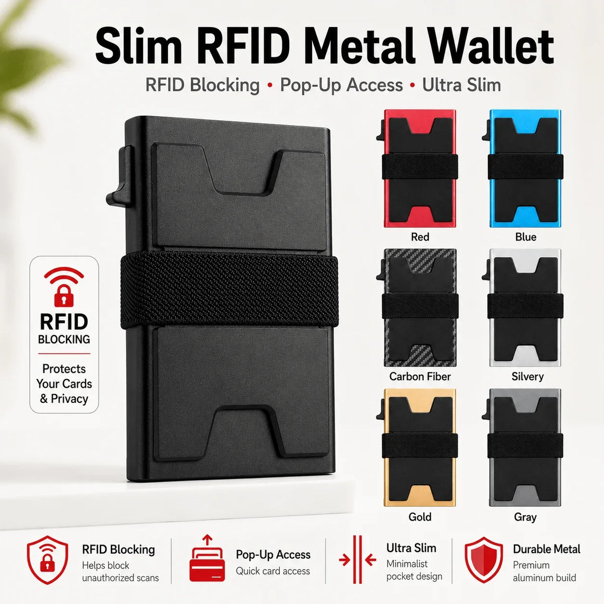 Slim RFID Blocking Aluminum Card Holder Wallet