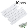 Ten white disposable broom covers for dust and hair removal shown in a fan-like arrangement.