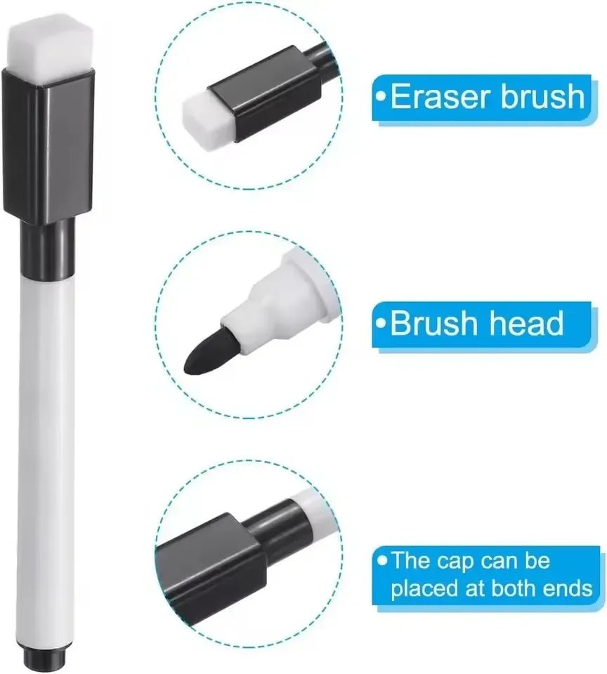 Dry Erase Markers with Built-in Eraser Cap