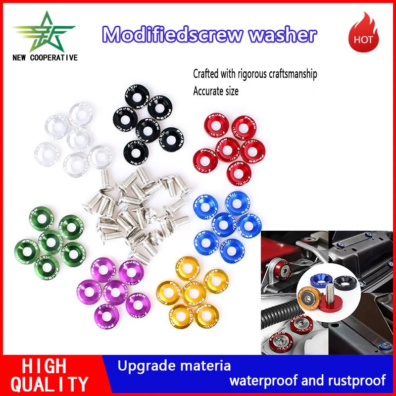 Anodized Aluminum Washer and Bolt Kit for Car Customization