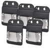 A set of black clip-on tool belt holsters designed for drills and power tools.