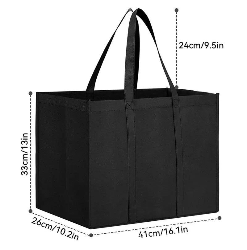 Reusable Non-Woven Grocery Tote Bags, 6-Pack Foldable Shopping Bags with Long Handles
