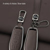 Two styles of key chain and bracelet clasp made of alloy material are displayed on a dark background.