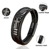 Classic Cross Charm Bracelet with Black Leather Rope