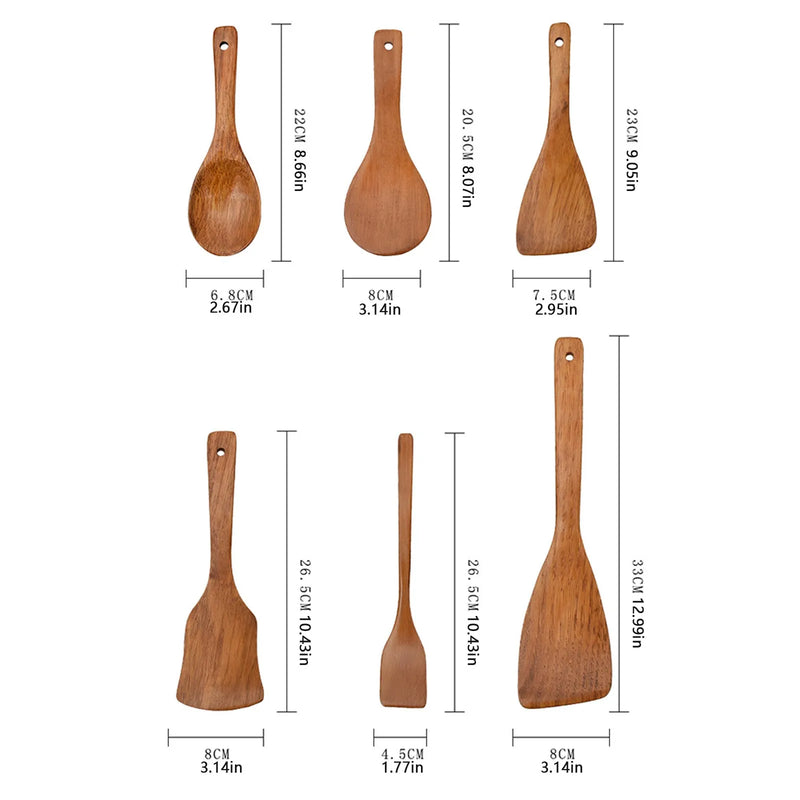 Natural Wood Kitchen Utensil Set