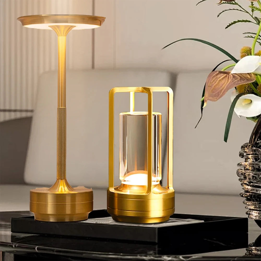 Lámpara de Mesa LED de Cristal de Aluminio