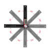 A digital angle ruler with a stainless steel blade showing various angles like 90, 135, 180, and 270 degrees.