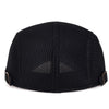 Black men's breathable mesh newsboy cap shown from the front