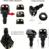 A set of nozzle rotation adjustment and product introduction components for a universal windshield washer hose connector kit