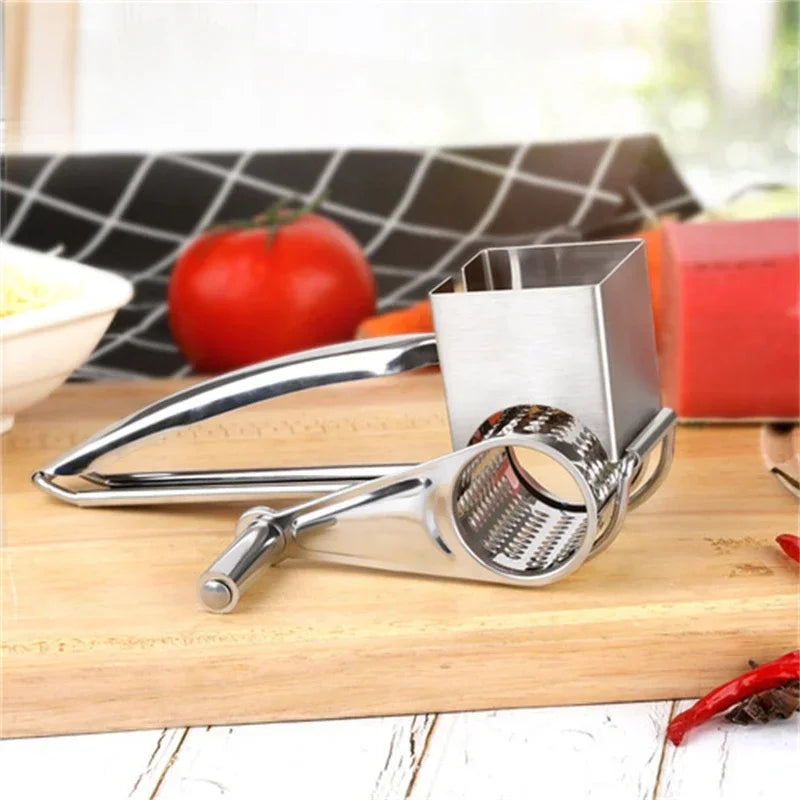 Manual Rotary Cheese Grater with Interchangeable Blades