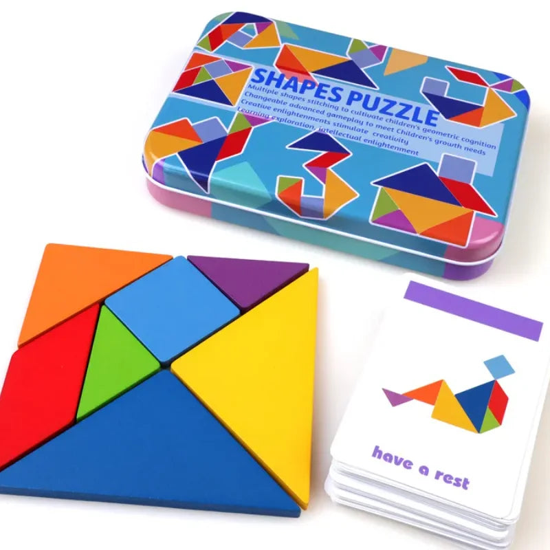 Wooden Tangram Puzzle Set for Kids – Montessori Learning Toy