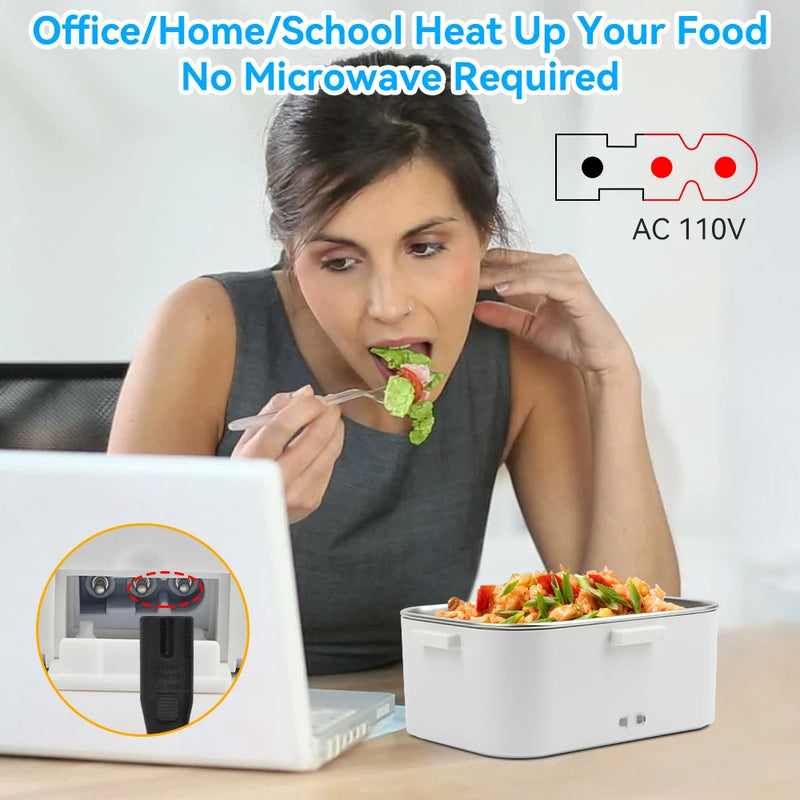 Caja de Almuerzo Eléctrica Portátil con Bol de Acero Inoxidable