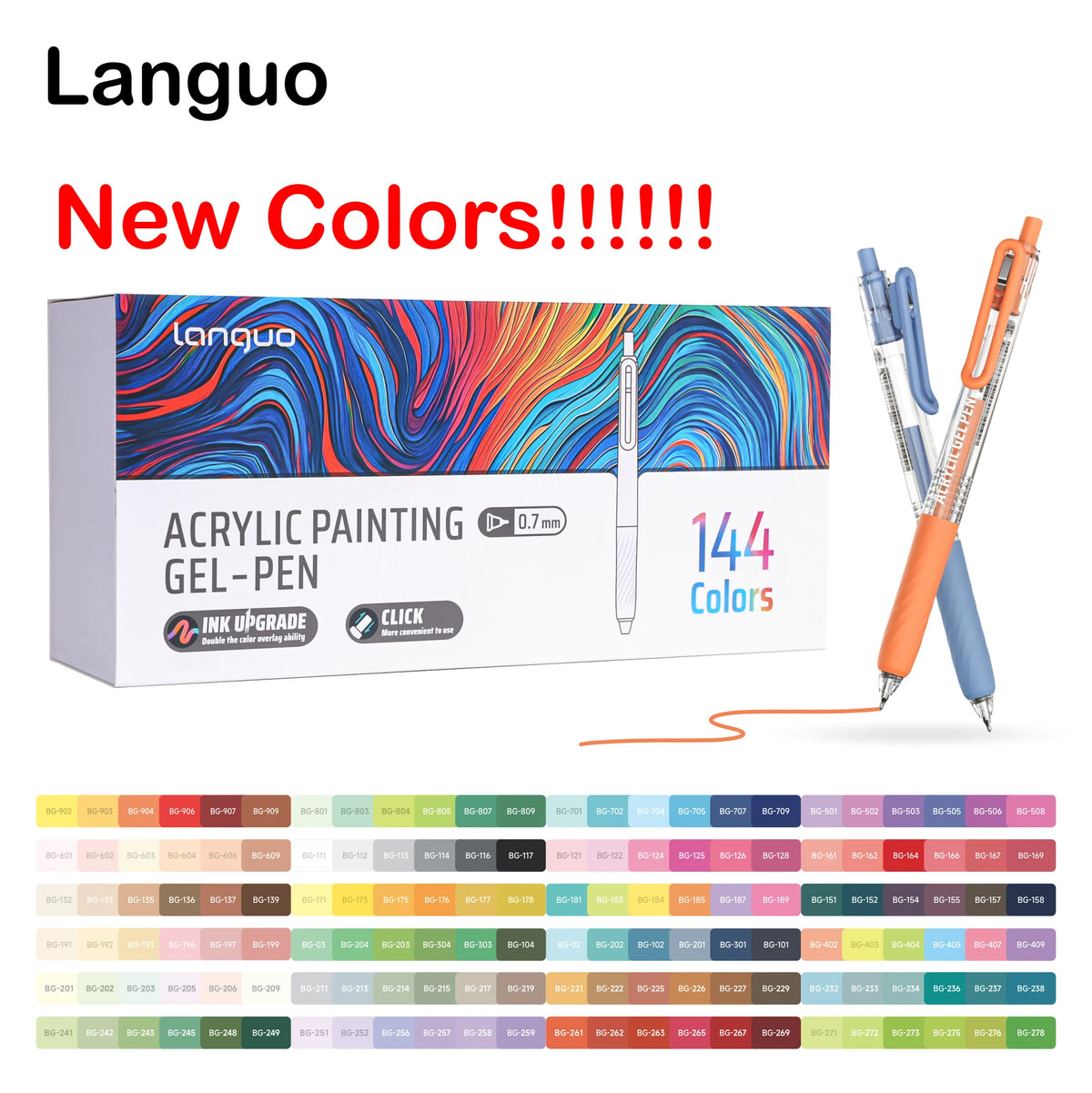 3D Embossed Acrylic Gel Pens - 6/144 Color Options