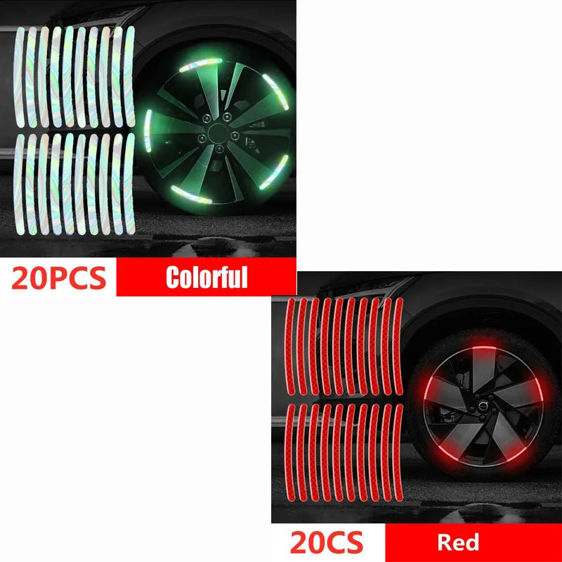 Multicolor Reflective Wheel Hub Stickers for Cars and Motorcycles