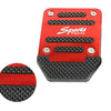 A red sports pedal cover set featuring a textured rubber pedal cover and a matching circular pad.