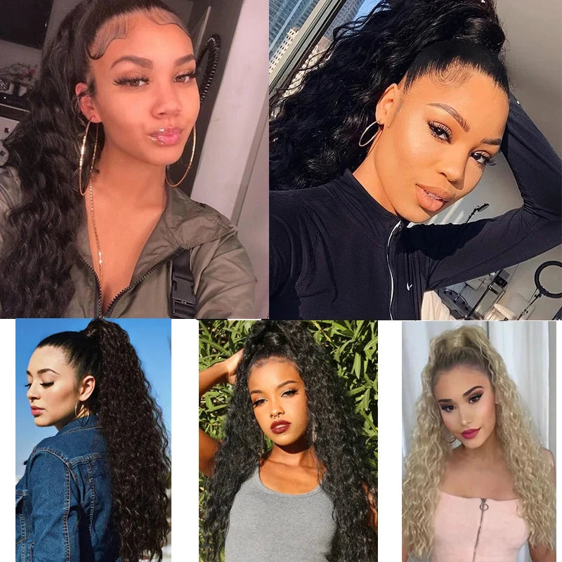 22-Inch Kinky Curly Clip-In Ponytail Extension