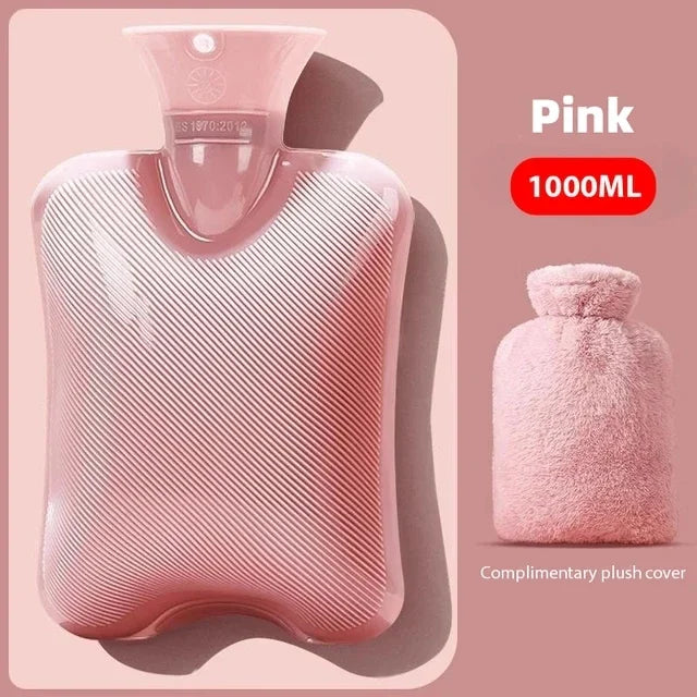 Reusable Hot Water Bottle with Soft Fleece Cover