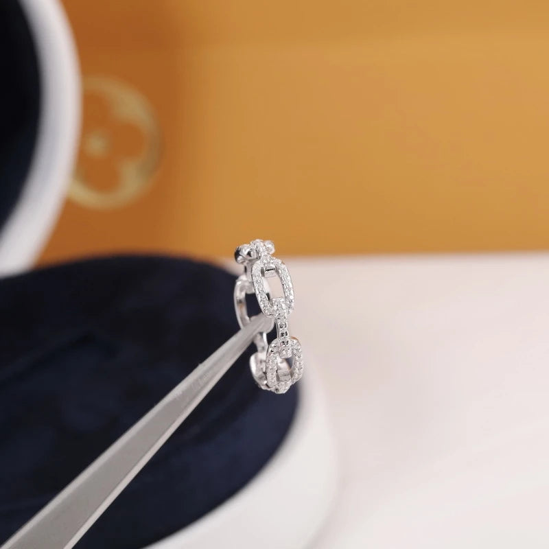 Geometric Sterling Silver Stackable Ring with Cubic Zirconia