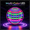 A vibrant multi-color LED sphere glowing with various bright colors against a dark background.