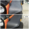 Before and after comparison of a car plastic trim renewal coating on a vehicle's body panel.