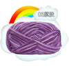 Purple milk cotton blend yarn skein with a rainbow background and the text 06 level.