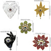 A collection of nine sparkling beaded rhinestone patches featuring various designs including hearts, stars, and eyes.