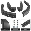 Set of black mud flap delete covers for Chevrolet Silverado 1500, including various mounting brackets and hardware.