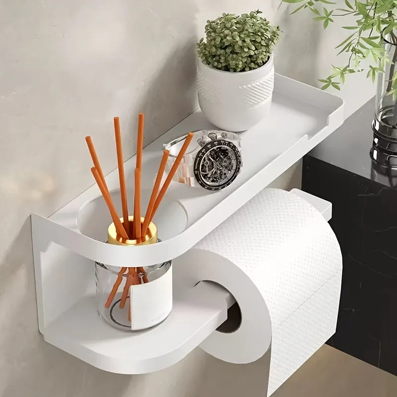 Porte-rouleau de papier toilette mural moderne avec étagère de rangement