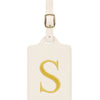 Personalized Embroidered Leather Luggage Tag with Letter Initial