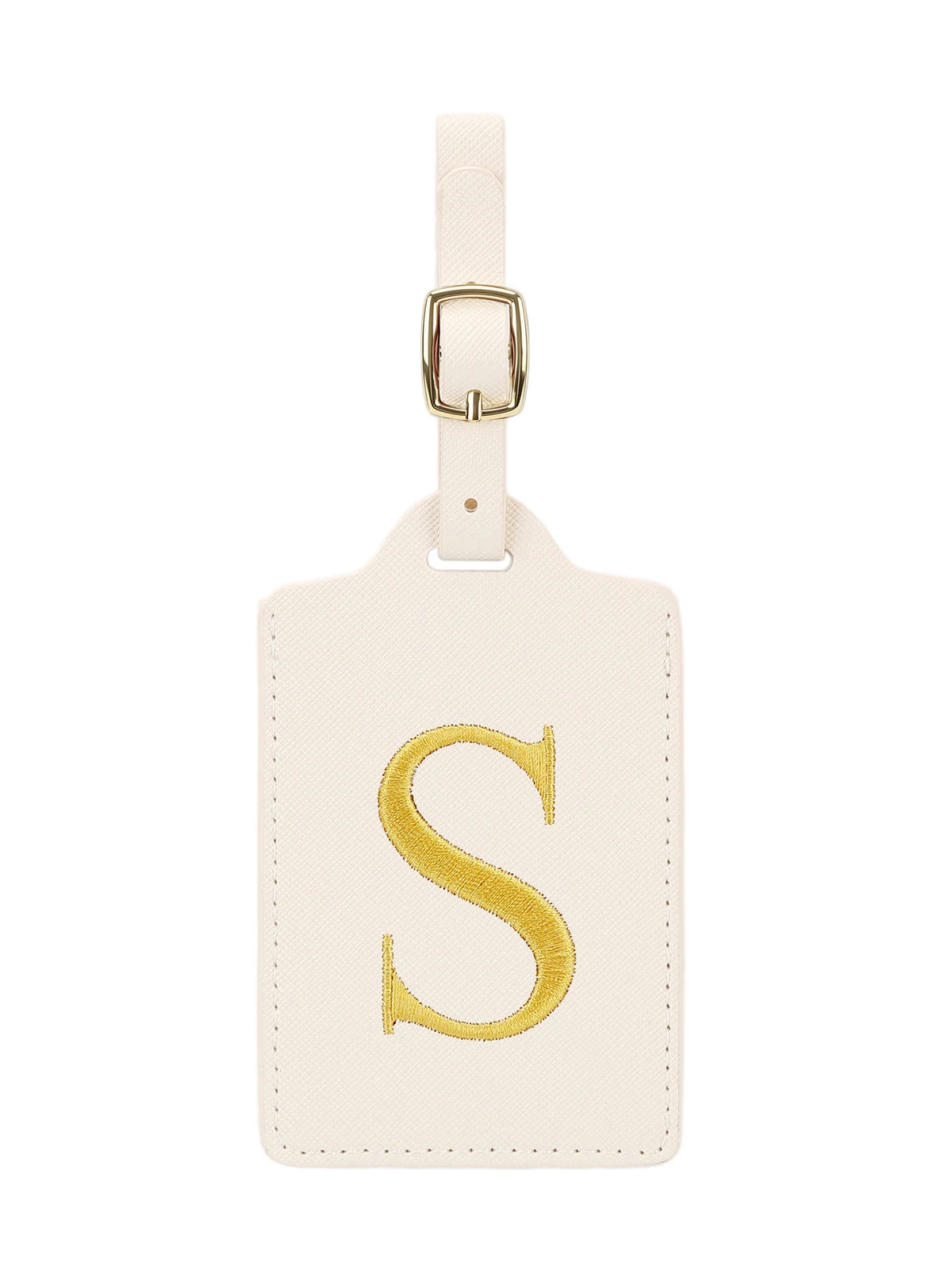 Personalized Embroidered Leather Luggage Tag with Letter Initial