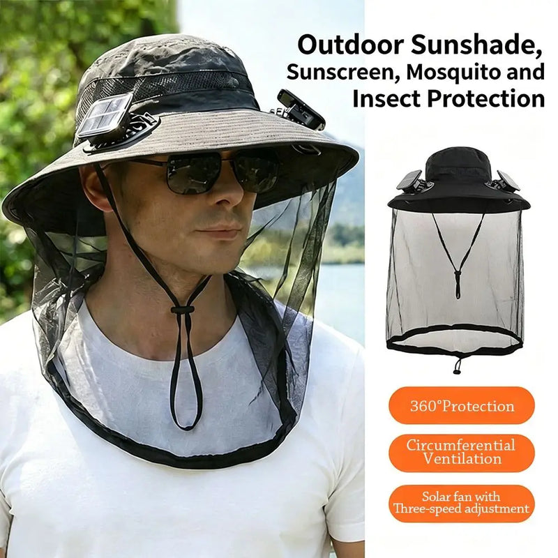 Gorro con ventilador solar y protección solar UPF 50+
