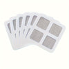 A pack of clear mesh filters used as disposable shower drain hair catchers for sinks and floor drains.