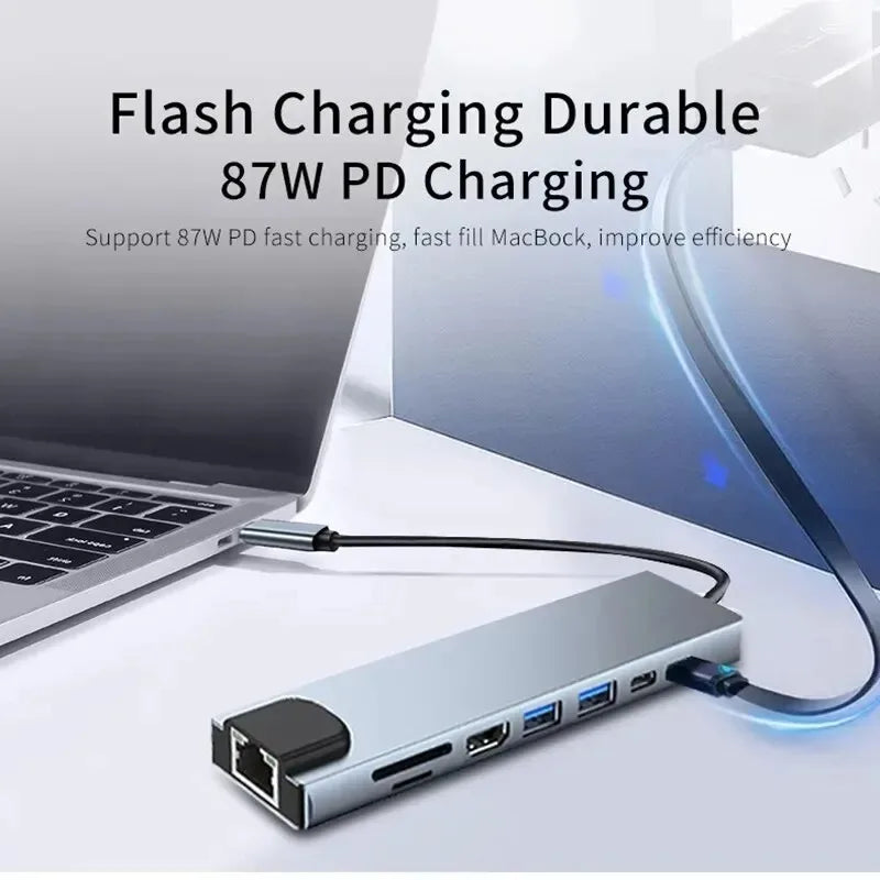 8-in-1 USB-C Hub with 4K HDMI, Ethernet & Card Reader