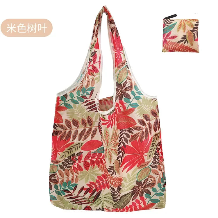 Foldable Reusable Shopping Tote with Animal Print Design