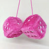 Pink plush velvet dice car mirror pendant with pink string