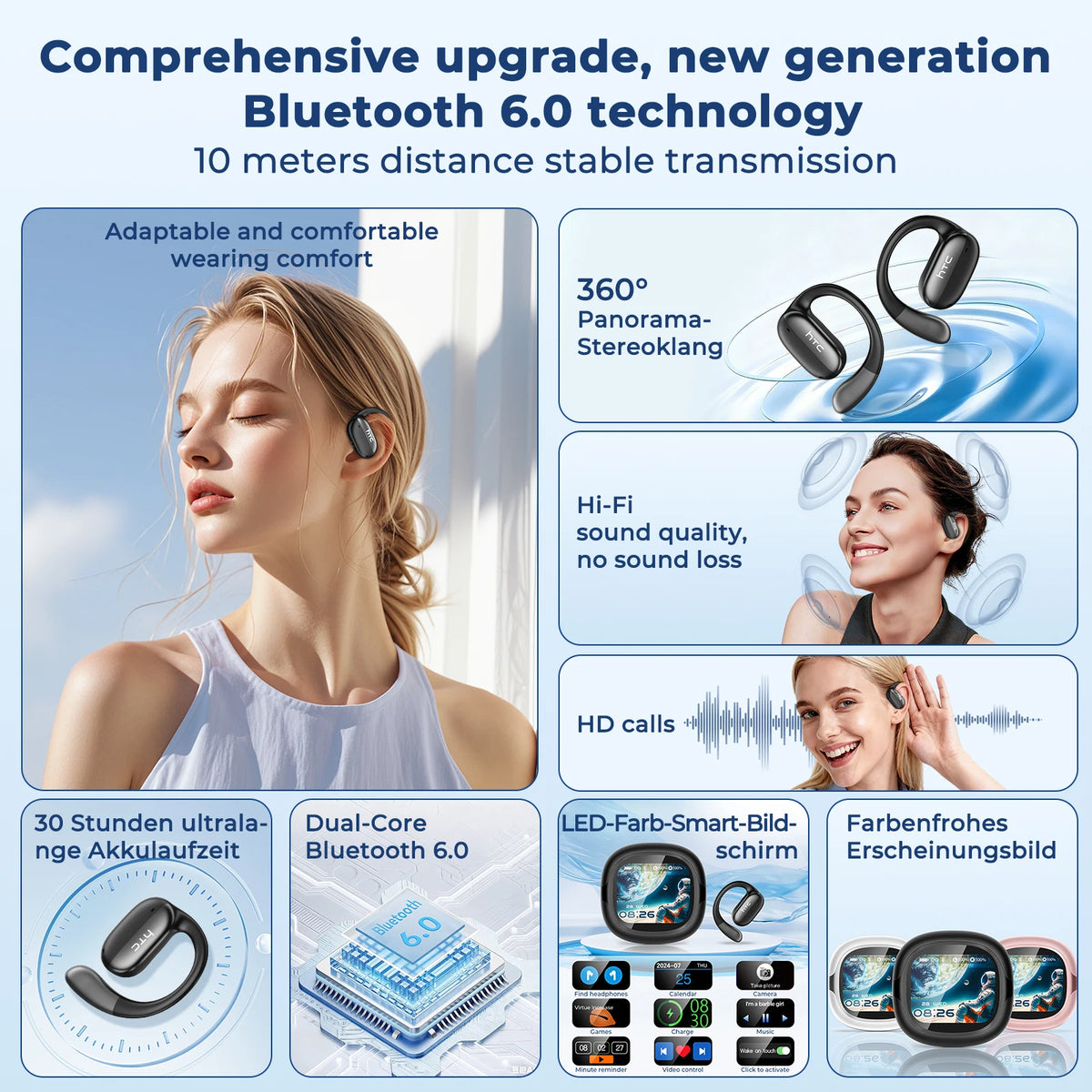 HTC NE58 Wireless Bluetooth Earbuds with Touch Control and IPX5 Water Resistance