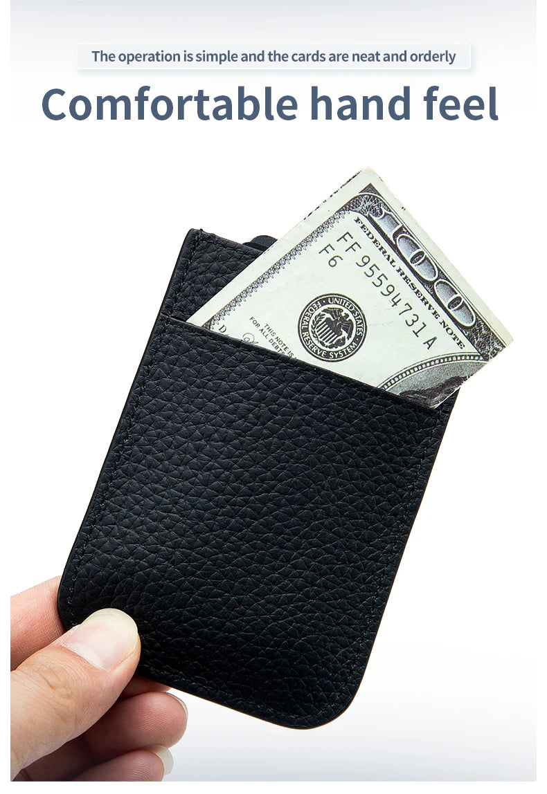 Slim Leather Card Holder with Quick-Access Pull Tab