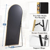 Full length black mirror with a gold frame showing two-side hooks and support hinge details.