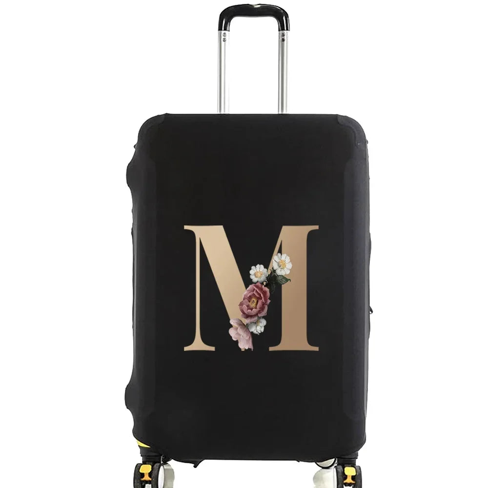 Elastic Luggage Cover with Gold Letter Design