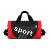 A red and black duffel bag with a black handle and strap, featuring the word Sport in white text.
